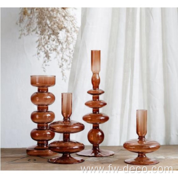 Home Decoration Brown colored pillar candle holders